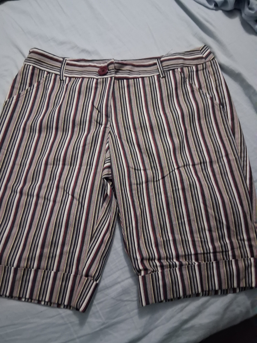XOXO Striped Shorts with Navy, Black and Red Accents